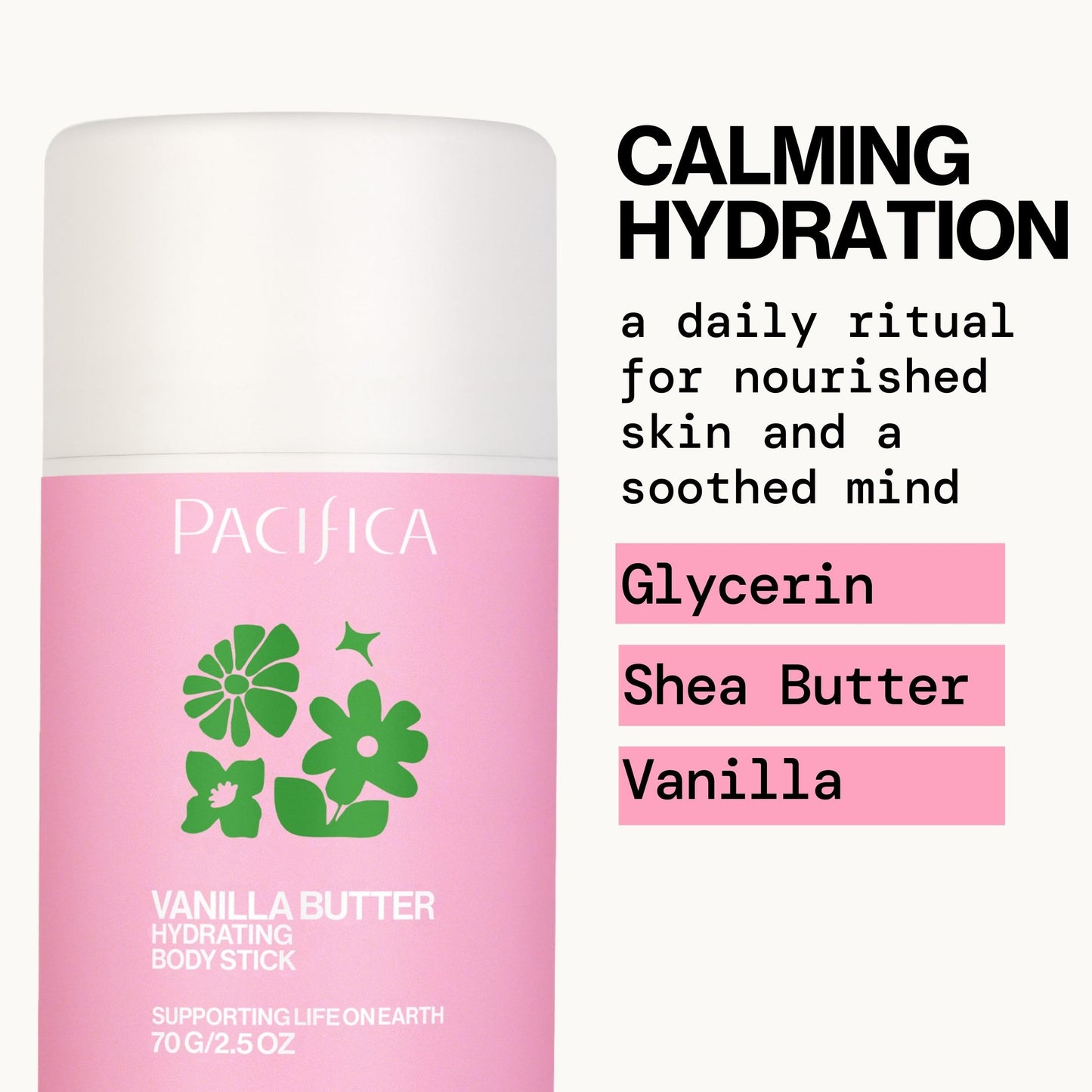 Pacifica Vanilla Butter Moisturizing Balm Stick - Solid Body Lotion for Instant Dry Skin Relief Moisture Balm, Shea Butter & Vanilla Formula Vegan Beauty & Personal Care Pacifica