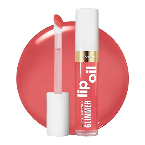 REVLON Super Lustrous Glimmer Lip Oil, Moisturizing & Tinted, Shiny Finish, Made with Plant-Based Squalane, 007 Posh Peach, 0.13 fl oz Beauty & Personal Care REVLON
