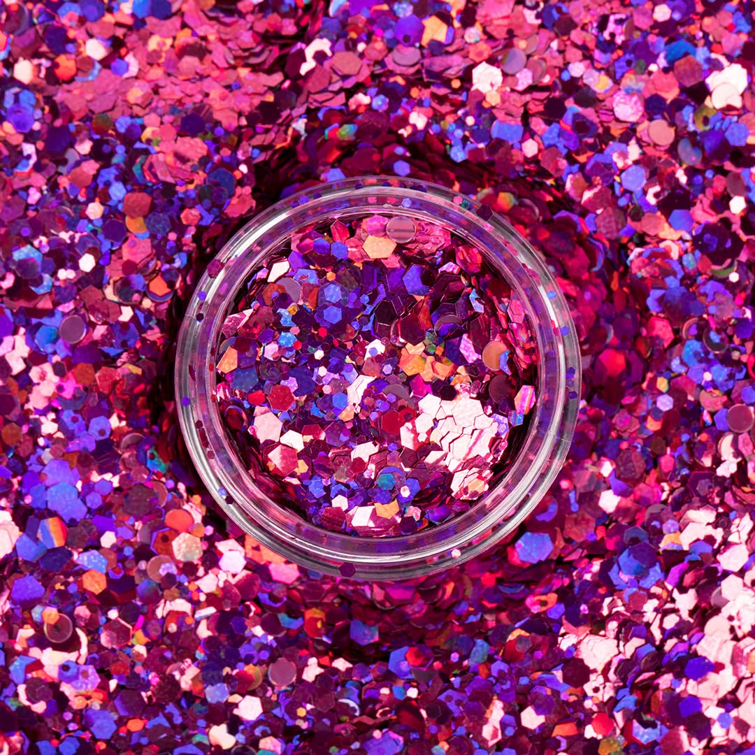 UNICORN SNOT Macro Face & Body Glitter | Cosmetic Grade Large-Particle Loose Glitter | Safe for Face, Easy Application & Removal - Zinnia (Pink) Beauty & Personal Care UNICORN SNOT