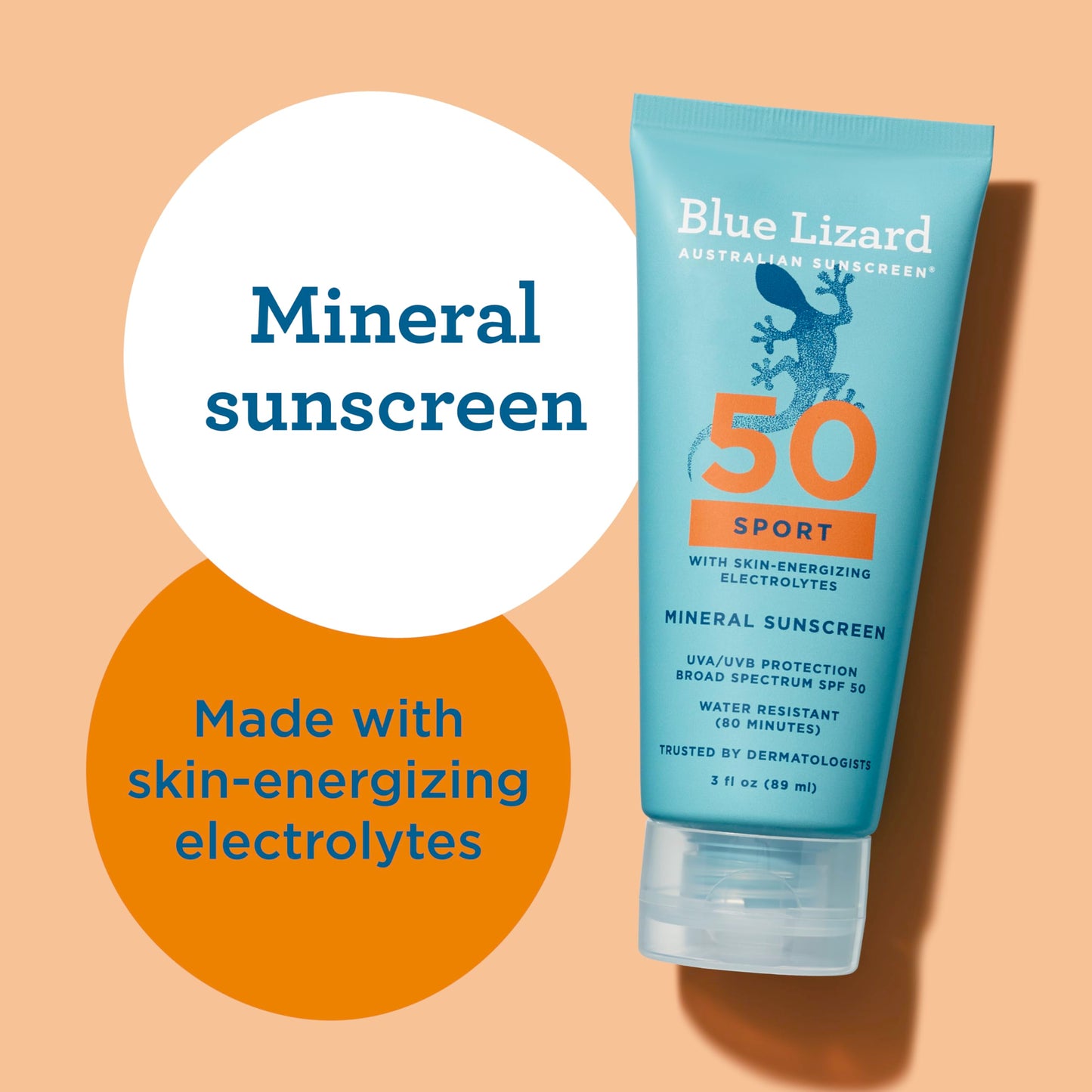 Blue Lizard Sport Mineral SPF 50 Lotion, Ideal for Athletes, 100% Mineral Sunscreen Actives, Fragrance-Free, Paraben-Free, Vegan, 3.0 fl oz Beauty & Personal Care BLUE LIZARD