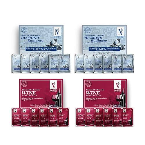 NutriGlow NATURAL'S Advanced Pro Formula Diamond Radiance Facial Kit & Wine Facial Kit For Acne & Spot Free Reduces Pigmentation & Removes Blackheads Beauty & Personal Care NUTRIGLOW