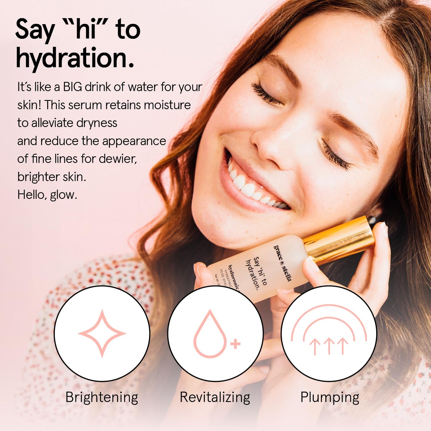 grace & stella Award Winning Hyaluronic Acid Face Serum (50ml/1.7 fl oz) Removes Fine Lines & Wrinkles, Hydrating Hyaluronic Acid Serum for Face Beauty and Personal Care grace & stella