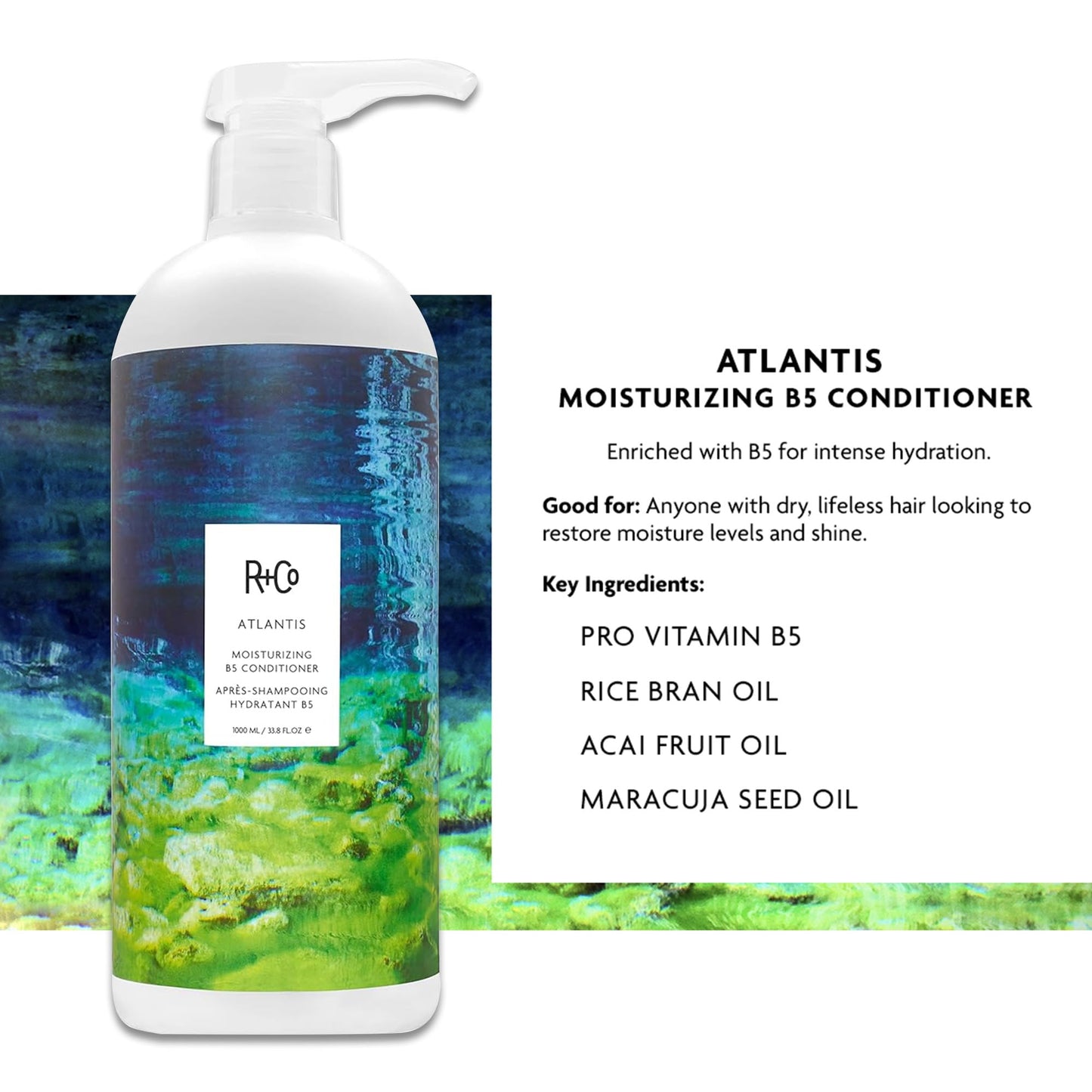 R+Co Atlantis Moisturizing B5 Shampoo and Conditioner Set - Deep Hydration & Repair for Dry, Damaged, Tired Hair - Restores Moisture, Softness & Shine Beauty & Personal Care R+Co
