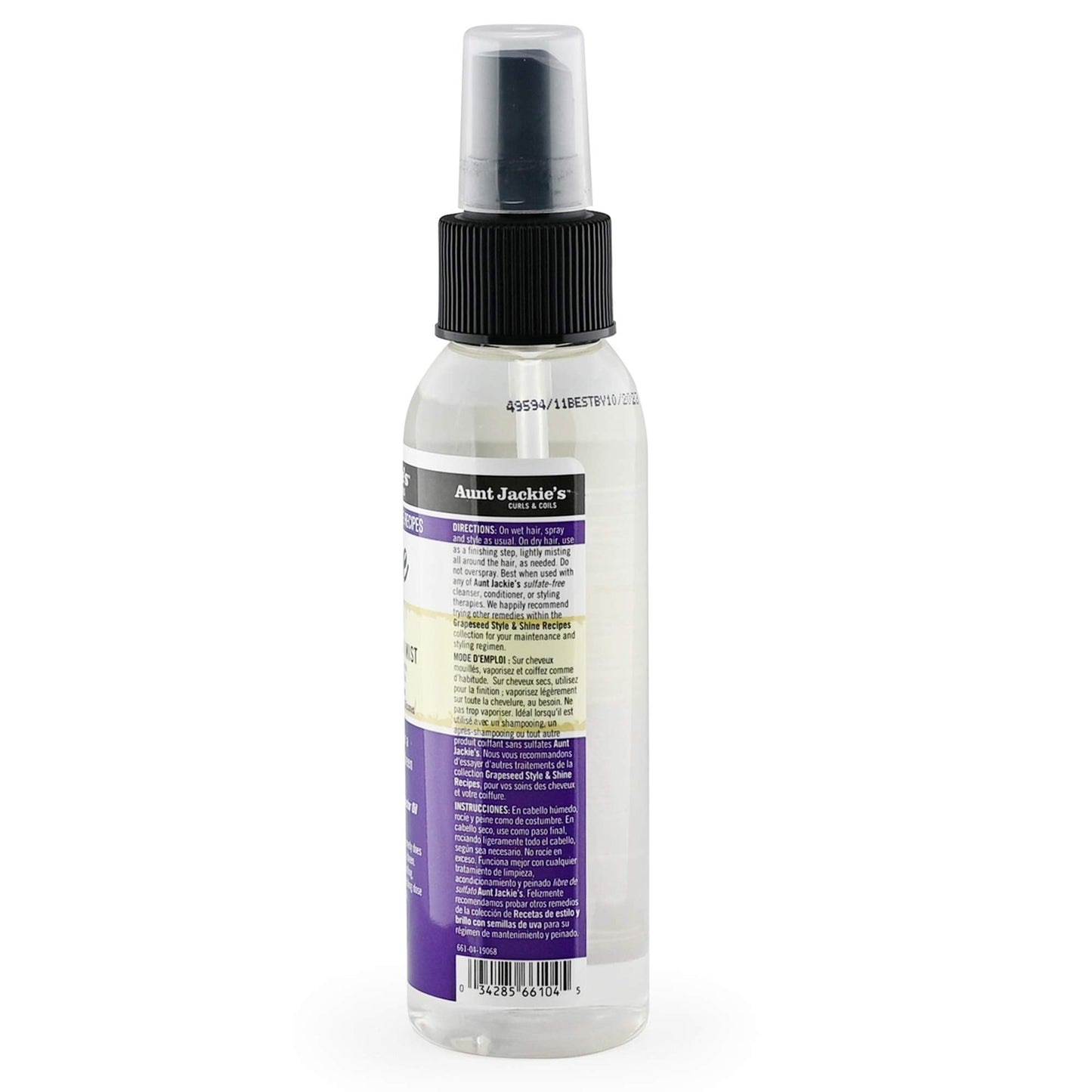Aunt Jackie's Grapeseed Style and Shine Recipes Shine Boss Refreshing Sheen Hair Mist, Gives Curls, Waves and Coils Shine Without Oily Feel, 4 oz Beauty & Personal Care Aunt Jackie's