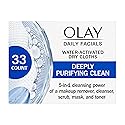 Olay Daily Facials, Daily Clean Makeup Removing Facial Cleansing Wipes, 5-in-1 Water Activated Cloths, Exfoliates, Tones and Hydrates Skin, 33 count Beauty & Personal Care Olay