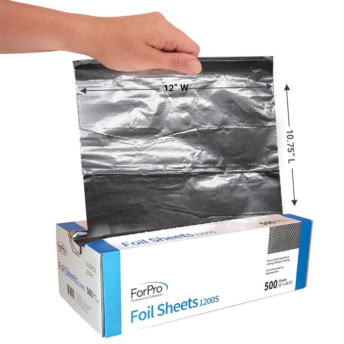 ForPro Professional Collection Embossed Foil Sheets 1200S, Aluminum Foil, Pop-Up Dispenser, for Hair Color Application and Highlighting Services, Food Beauty & Personal Care ForPro Professional Collection