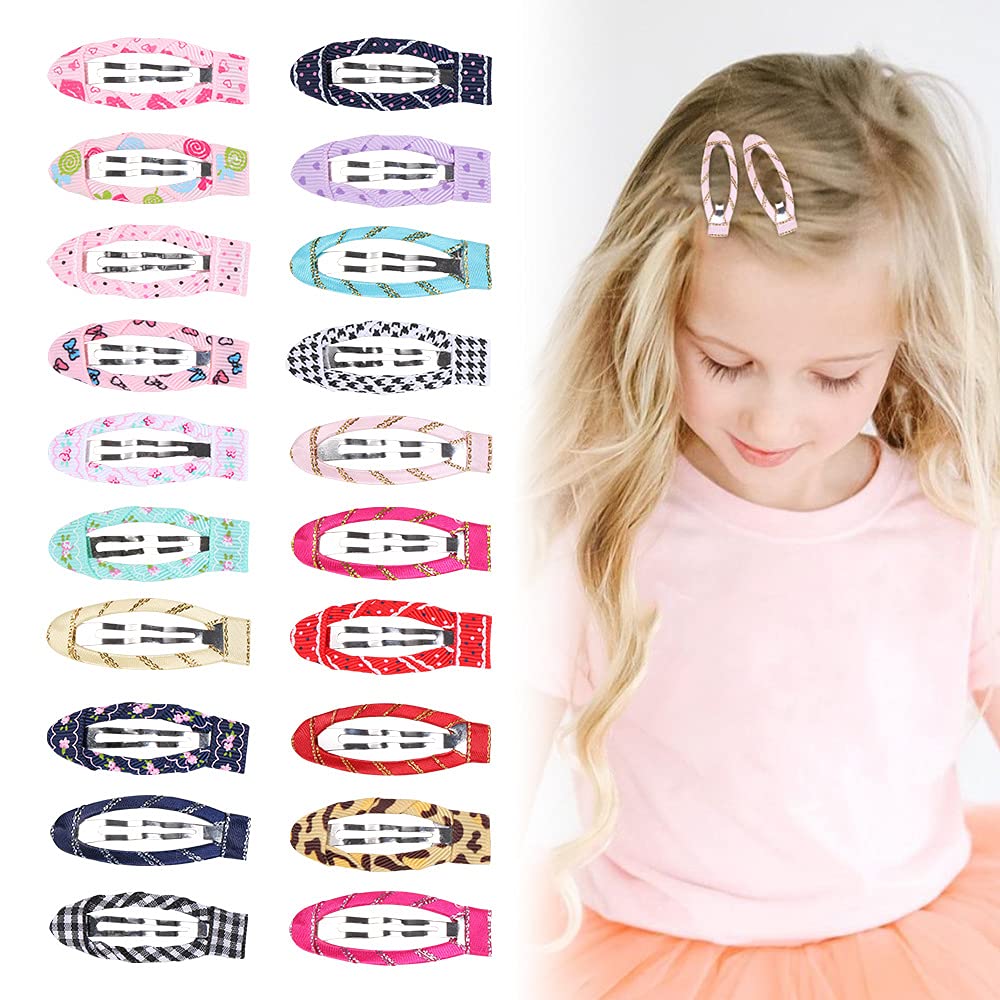 20pcs/pack 2 Inch No Slip Snap Hair Clips Ribbon Wrapped Barrettes for Girls Toddlers Kids Women Accessories(20Pcs) Beauty & Personal Care Liasun