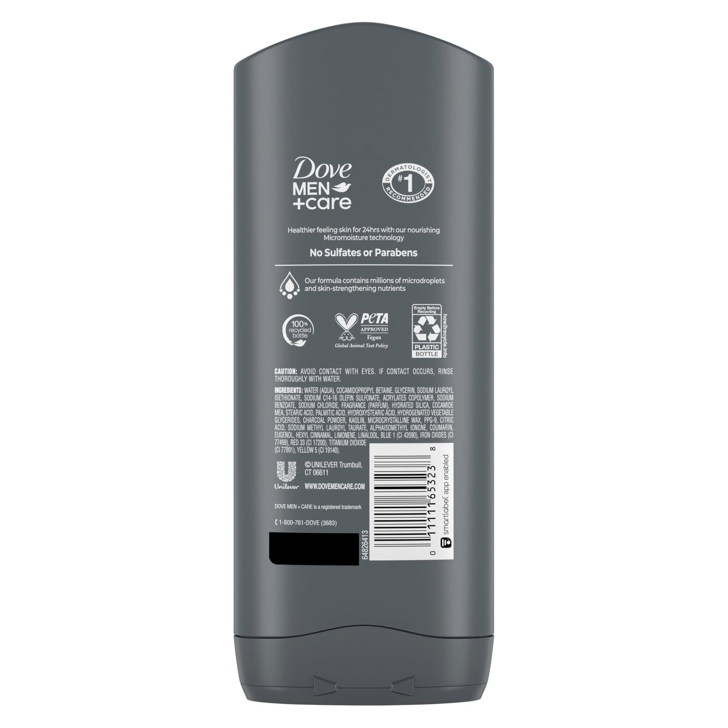 DOVE MEN + CARE Purifying Charcoal + Clay Body and Face Wash with 24-Hour Nourishing Micromoisture Technology Body Wash for Men, 13.5 oz Beauty & Personal Care Dove