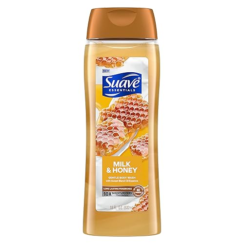 Suave Essentials Gentle Body Wash, With a Sweet Oil Blend Essence, Milk & Honey Infused with Vitamin E & Honey Extract 18 oz Beauty & Personal Care Suave