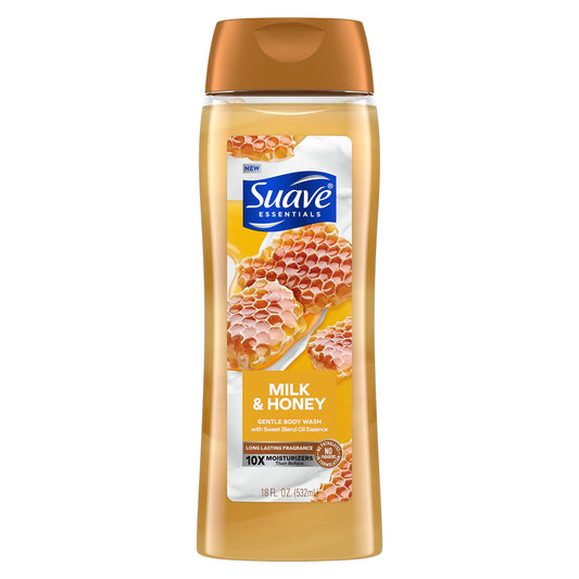 Suave Essentials Gentle Body Wash, With a Sweet Oil Blend Essence, Milk & Honey Infused with Vitamin E & Honey Extract 18 oz Beauty & Personal Care Suave