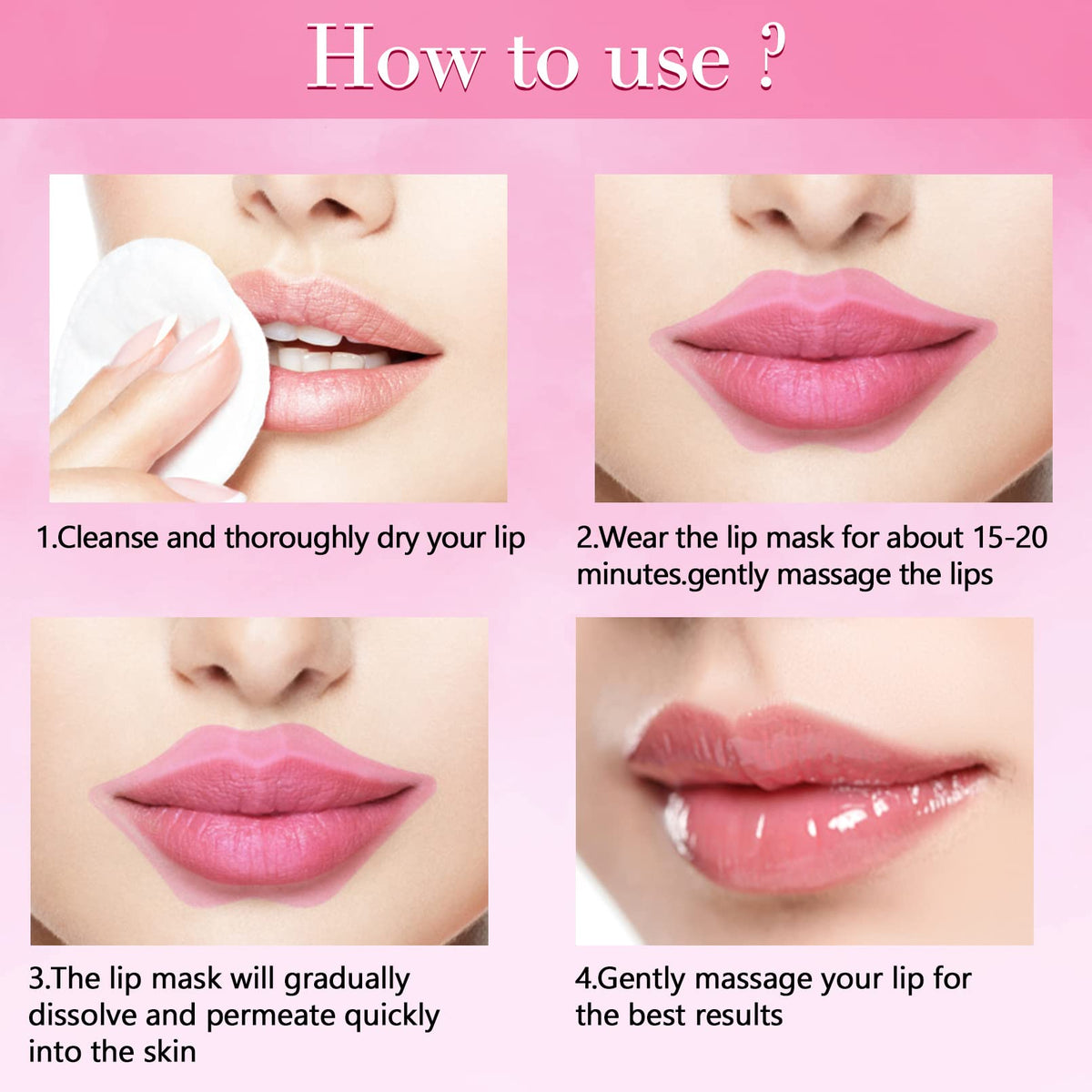 Kipeber 50PCS Lip Mask Sheet,Collagen Crystal Lip Masks,Pink Lip Care Pads Mask for Moisturizing Nourishing,Anti-Aging & Anti-Wrinkle,Lip Gel Patches Beauty & Personal Care Kipeber