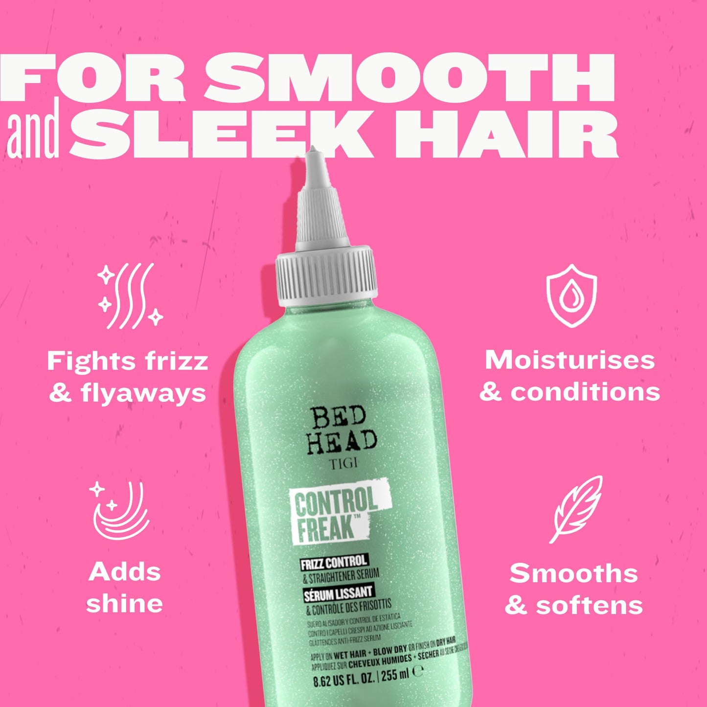 TIGI Bed Head Frizz Control & Straightener Serum, Control Freak 2-Pack - Hair Serum for Soft, Frizz-Free Hair, Pineapple Fragrance, 8.62 Oz Ea Beauty & Personal Care Bed Head