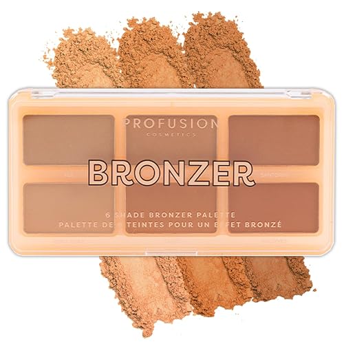 Profusion Cosmetics 6 Shades Bronzer Palette - Matte & Shimmer Finishes for Natural Definition, Buildable & Blendable Powder for Face Sculpting Beauty & Personal Care Profusion Cosmetics