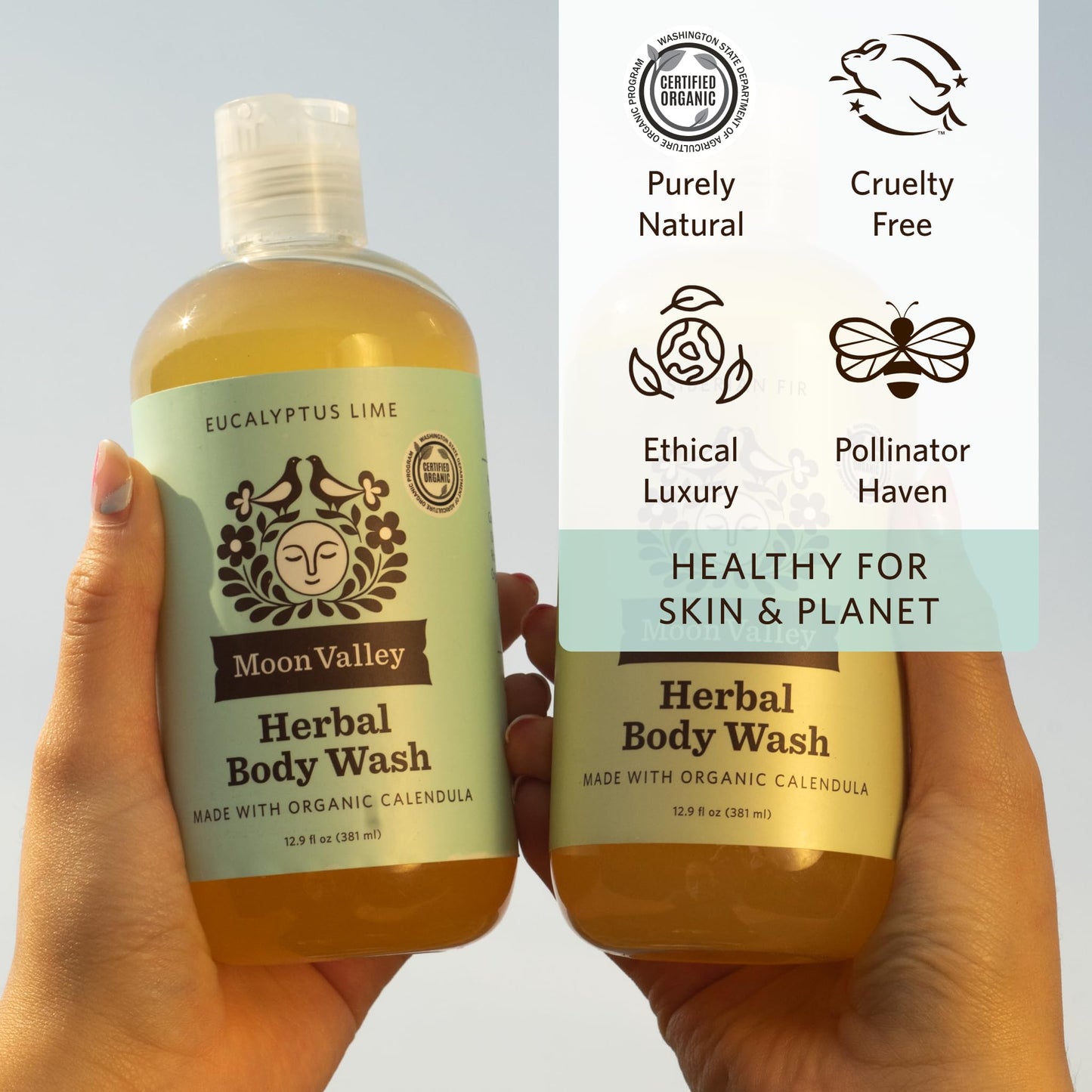 Herbal Body Wash, Eucalyptus Lime by Moon Valley, All Natural Ingredients, No Parabens, Vegan, Moisturizing Essential Oils, Two Pack Beauty & Personal Care Moon Valley Organics