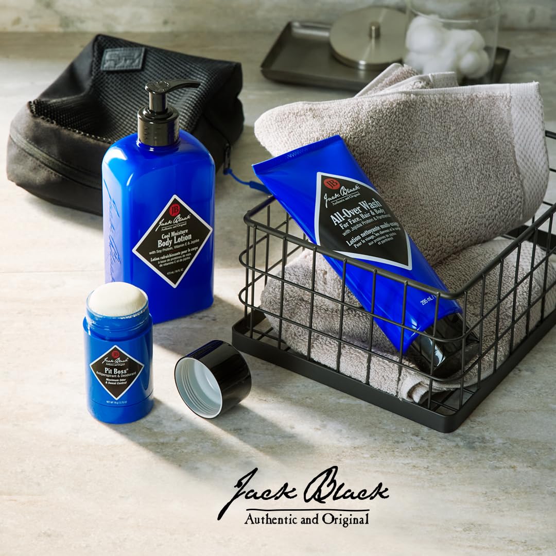 Jack Black All-Over Clean & Cool Body Basics Body Collection Set for Men - Multi-Purpose Mens Body Wash, Pit Boss Men's Deodorant, Body Lotion Beauty & Personal Care Jack Black