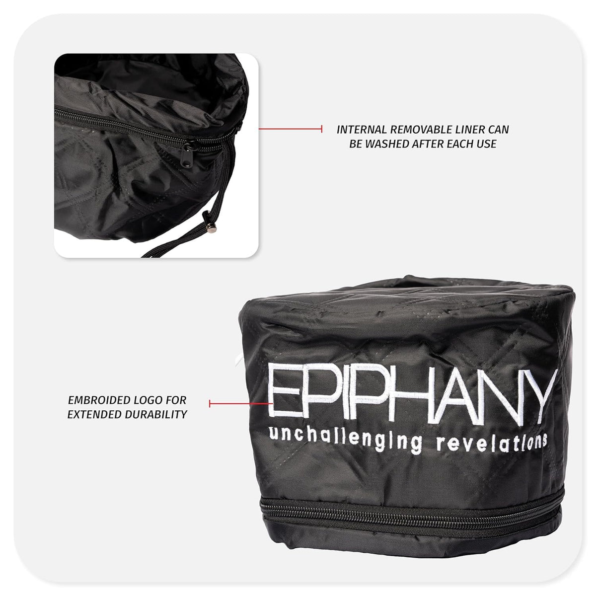 Epiphany Heat Cap for Deep Conditioning Hair Treatments - Electric Thermal Cap with 9 Heat Settings, Removable Washable Liner, Adjustable Fit, Long