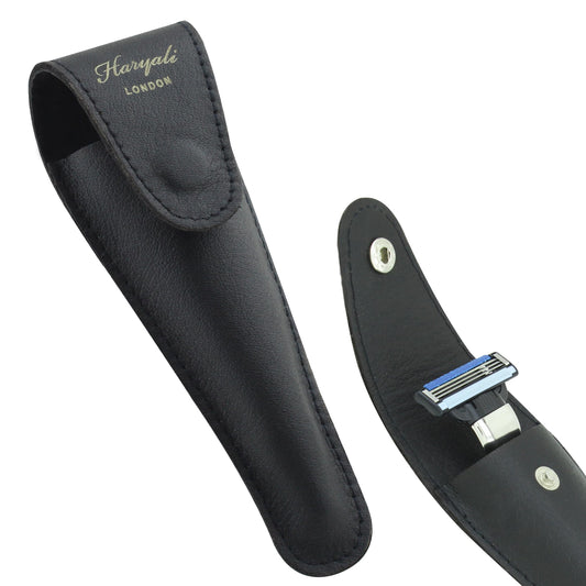 Haryali London Razor Case - Pure Leather Safety Razor Case - Triple Blade Shaving Razor Case - Travel Size Shaving Pouch Holder - Razor Cover for Men Beauty and Personal Care Haryali London