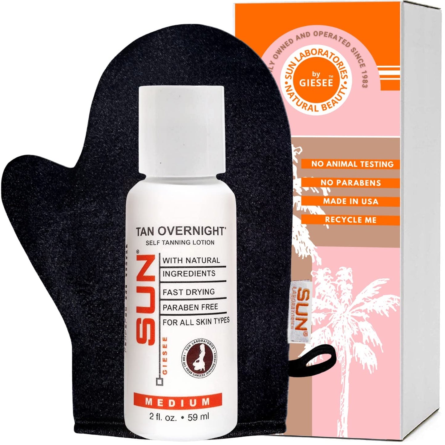 Sun Laboratories By Giesee Tanning Mitt Plus Tan Overnight Self Tanner 2 oz - Self Tanning Lotion, Medium Tone Self Tanner, Organic Sunless Tanning Beauty & Personal Care Sun Laboratories by Giesee