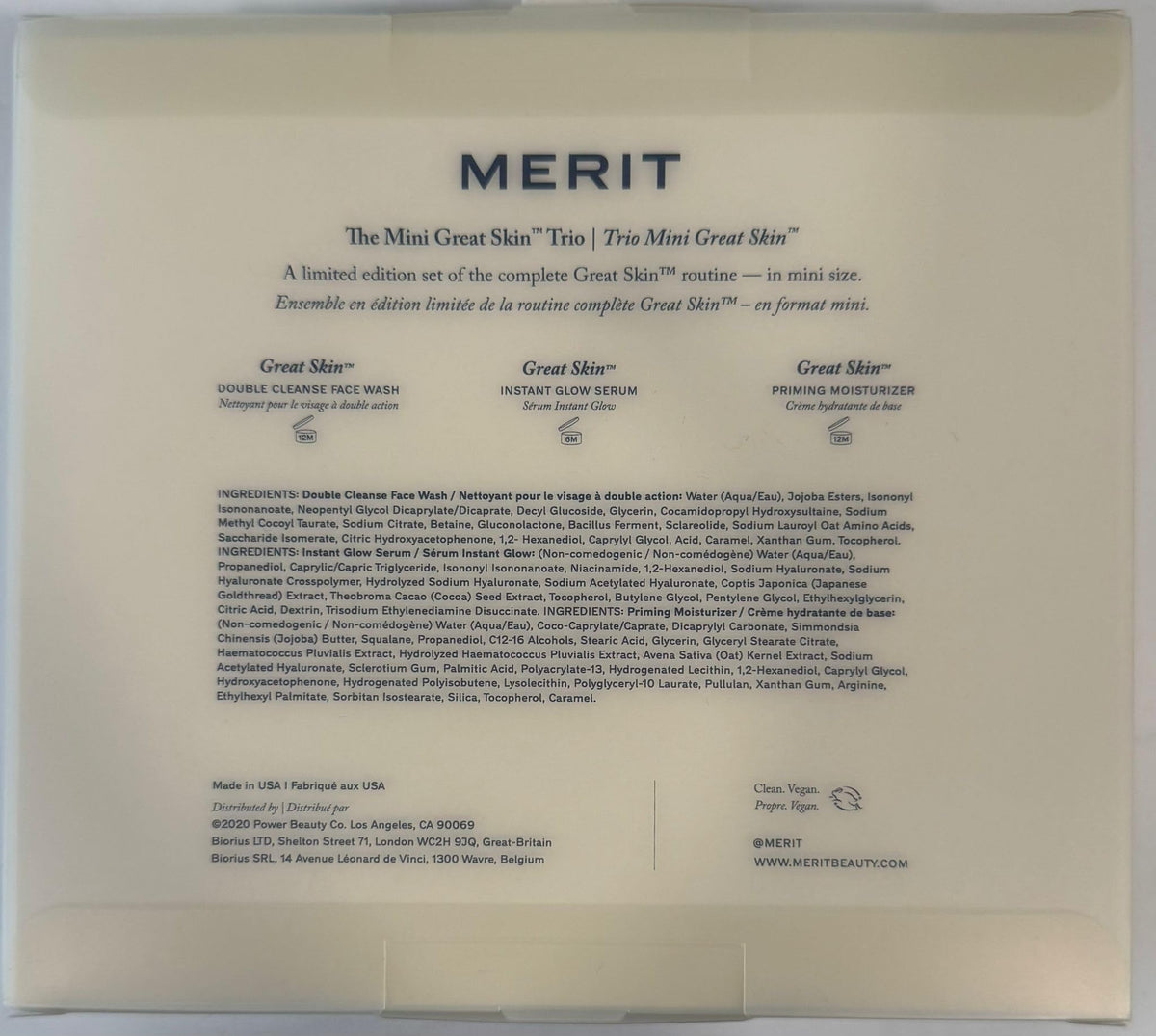 MERIT The Mini Great Skin Trio - Limited Edition Skincare Set with Double Cleanse Face Wash (15 ml), Instant Glow Serum (15 ml), and Priming