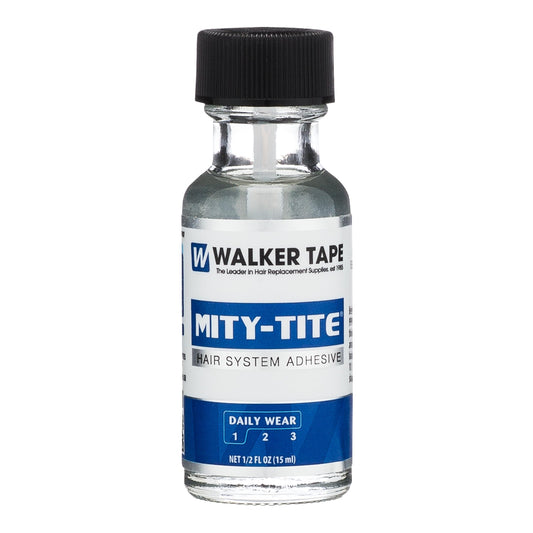 Walker Tape Mity-Tite Brush-On Adhesive 0.5 fl oz, Daily Wear Acrylic Bond for Touch-Ups, Skin-Safe Waterproof Lace Glue Alternative for Human Hair
