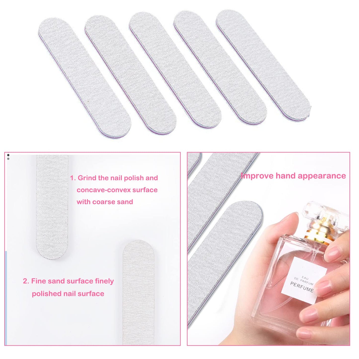 50 Packs 100/180 Grits Mini Nail Files and Buffers Double Sided Emery Boards Manicure Tool for Acrylic Nails, Nail Care Beauty & Personal Care Ourart