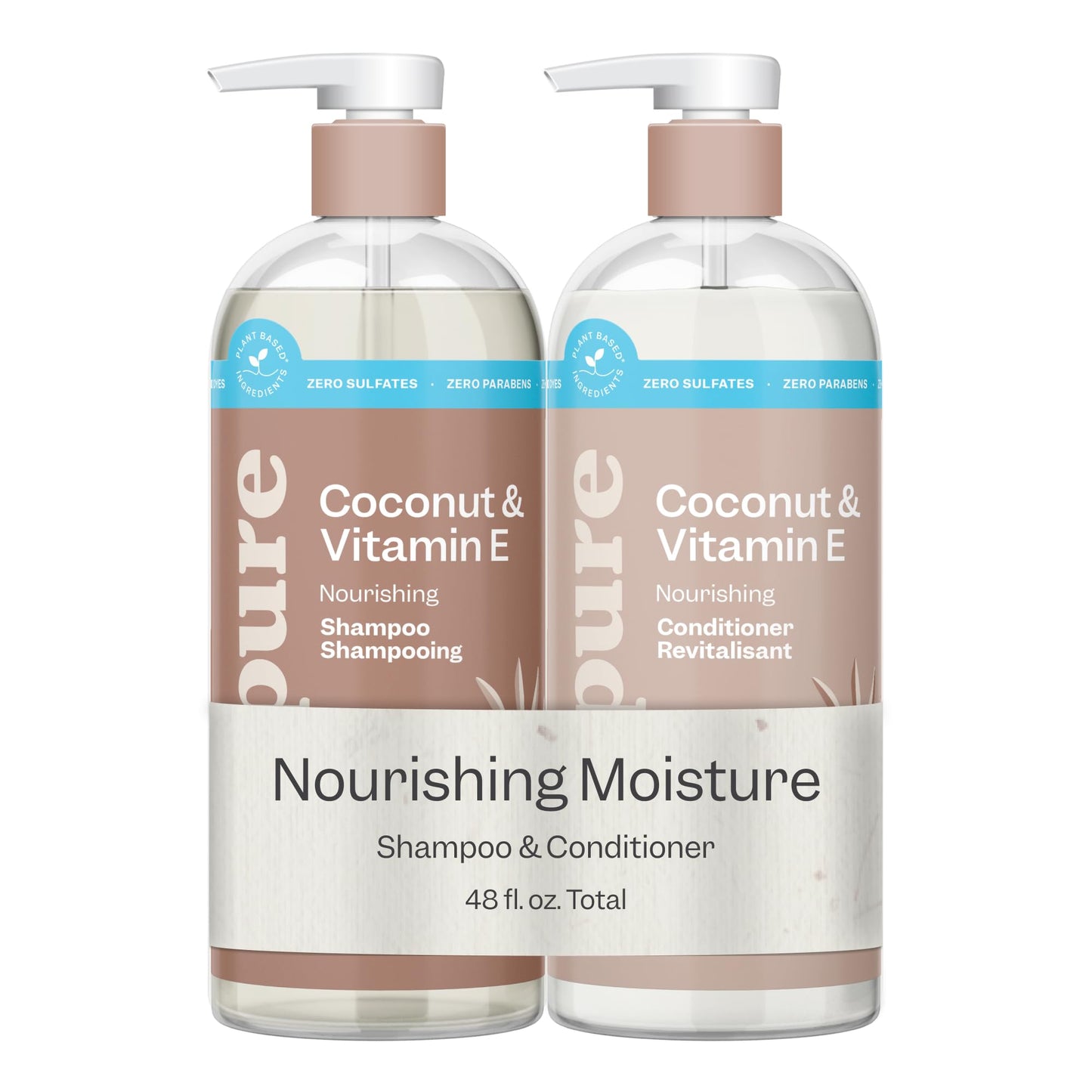 Renpure Coconut & Vitamin E Shampoo & Conditioner Set, Plant-Based - Nourishes & Seals In Moisture For Soft, Healthy Hair - For Dry, Lifeless Hair Beauty & Personal Care RENPURE