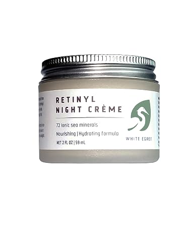 White Egret Retinyl Night Creme with 72 Ionic Sea Minerals for Nourishing, Hydrating, and Replenishing Skin, 2 fl. Oz Beauty & Personal Care White Egret