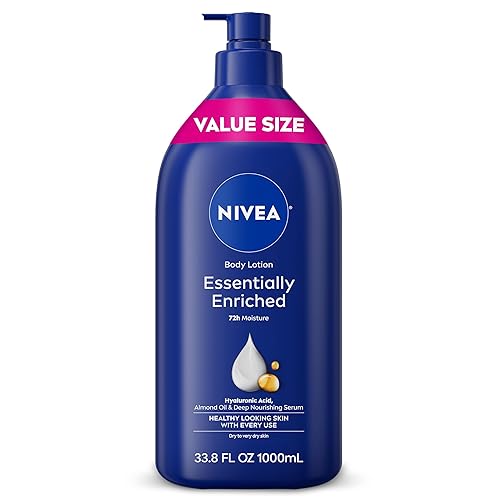 NIVEA Essentially Enriched Body Lotion for Very Dry Skin with Hyaluronic Acid, Almond Oil and Deep Nourishing Serum, 72-Hour Body Moisturizer, 33.8 Fl Beauty & Personal Care NIVEA
