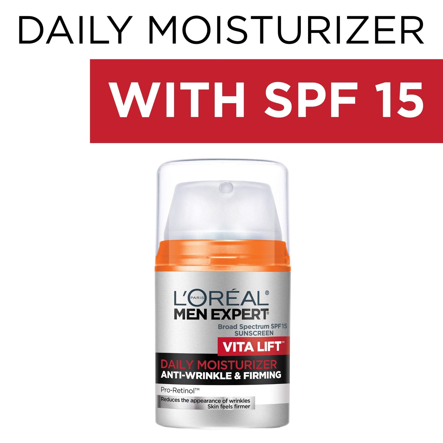 L'Oreal Men Expert Vitalift Anti-Wrinkle & Firming Face Moisturizer with SPF 15 and Pro-Retinol, Face Moisturizer for Men, Beard and Skincare for Men Beauty and Personal Care L'Oreal Paris