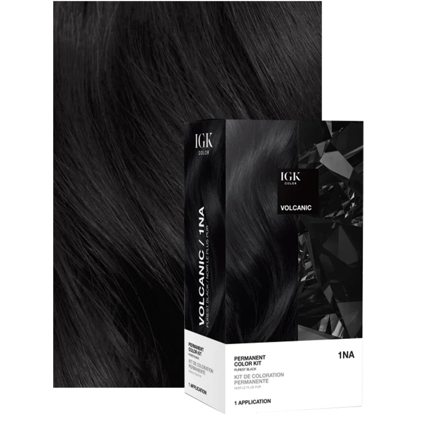 IGK Permanent Hair Dye Color Kit | 1NA Volcanic - Purest Black | 100% Gray Color Coverage + Strengthen + Shine | Ammonia Free Beauty & Personal Care IGK