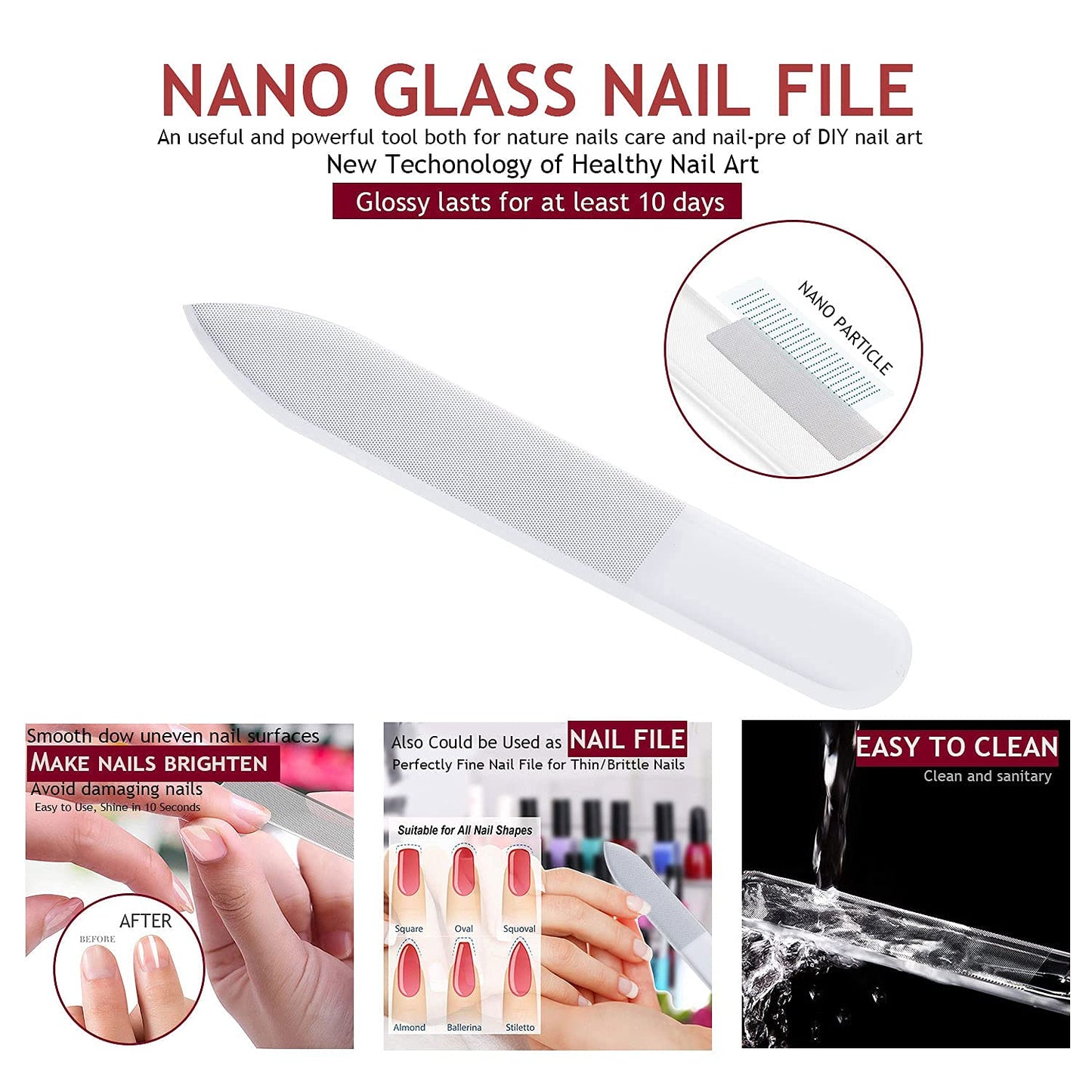 HANTEKAS Manicure Set Nail Clippers Kit 5 Pieces in 1 Stainless Steel Professional Grooming Nail Care Tools Including Nano Glass Nail Shiner Buffer Beauty & Personal Care HANTEKAS