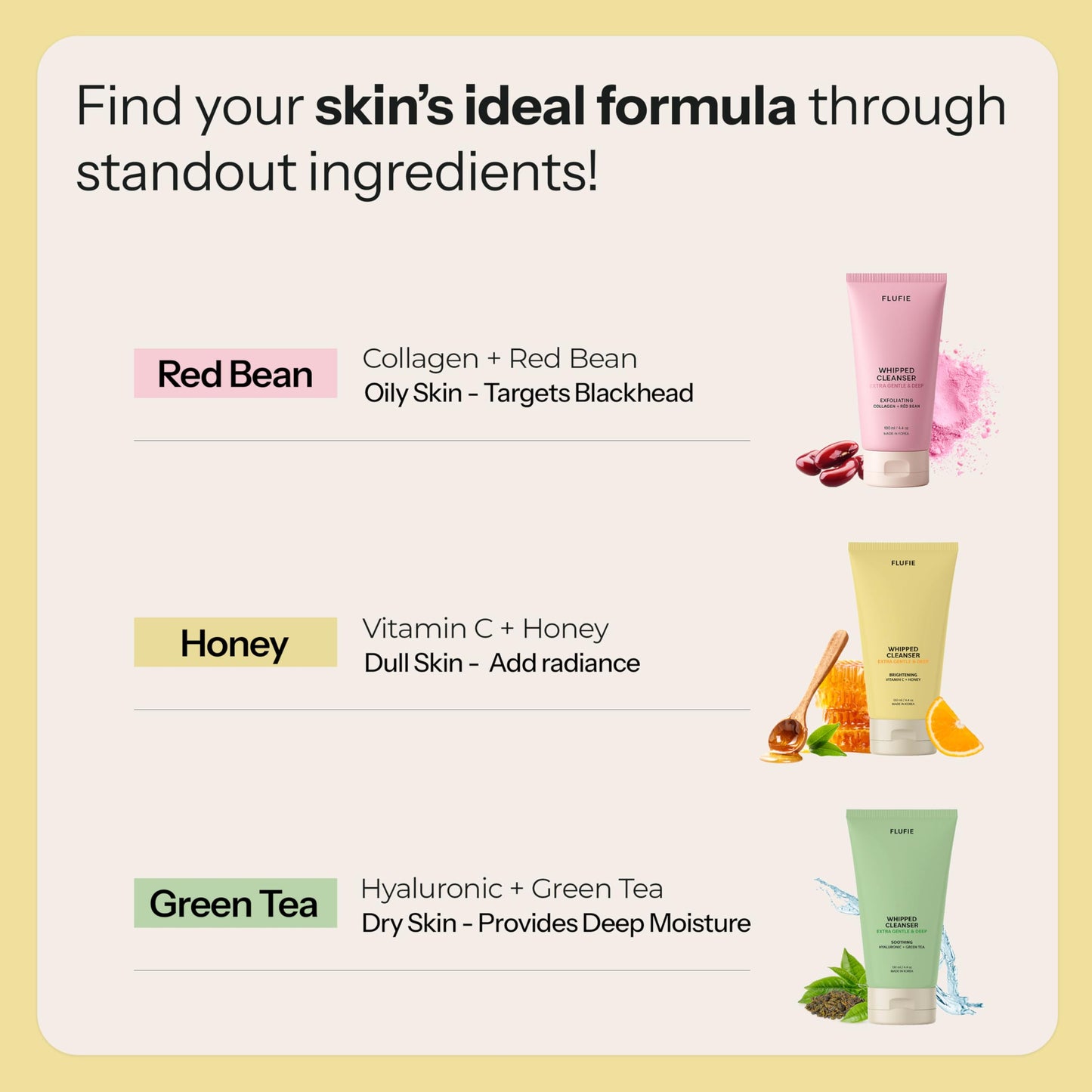 Flufie Whipped Facial Cleanser with Vitamin C & Honey - Brightening, Hydrating, Soothing & Pore Cleansing - Dermatologist Tested, Anti-Aging, Korean Beauty & Personal Care Flufie