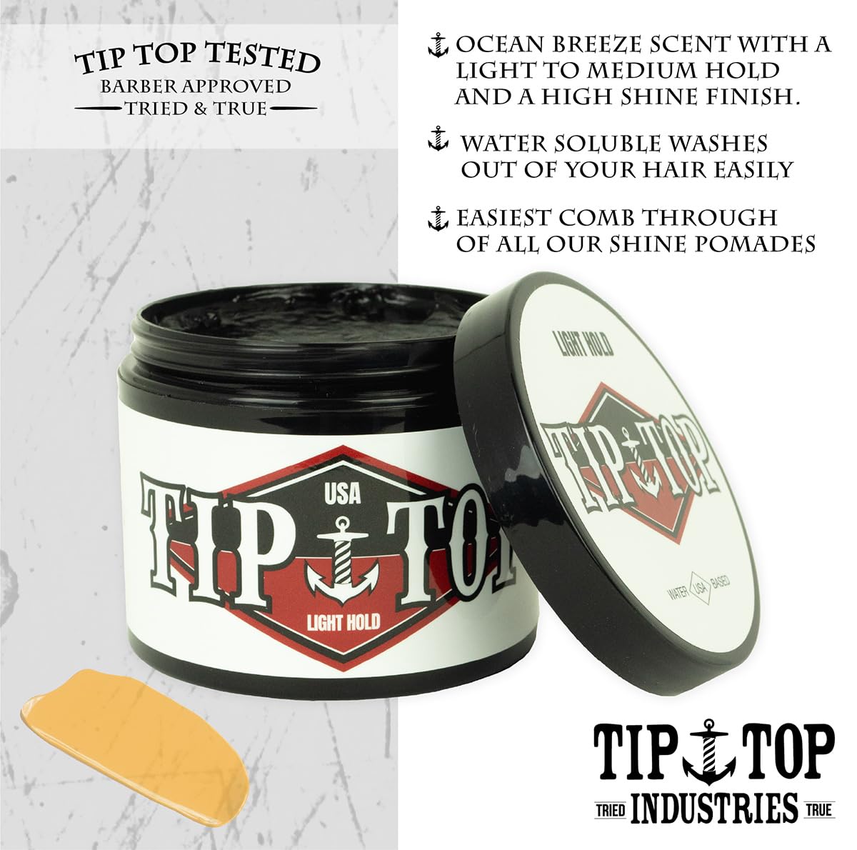 Tip Top Light Hold Pomade - Ocean Breeze Scent, High Shine Flexible Hold Water Based Pomade 4.25oz Beauty & Personal Care Tip Top Pomade