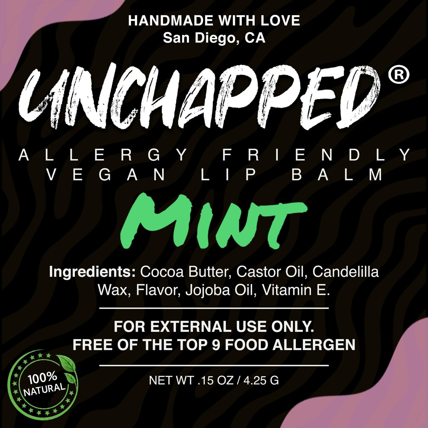 UNCHAPPED Vegan Lip Balm - All Natural and Free of Beeswax, Soy, Nut, and Top 9 Food Allergens (Mint) Beauty and Personal Care UNCHAPPED
