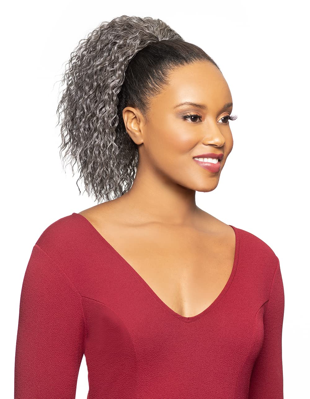 Alicia Beauty Foxy Silver Collections, Synthetic Curly Style Medium Hair Piece Instant accessories, Domes and Drawstrings - DS016 (2)