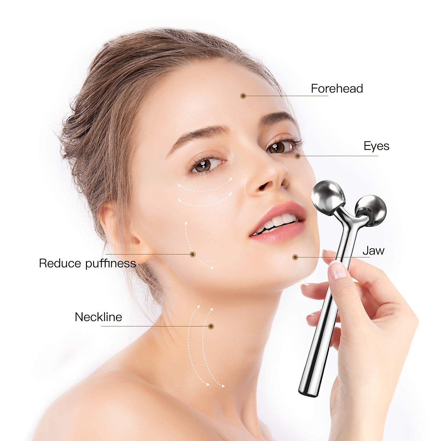 Tekson Faical Roller Massager, 3D Metal Face Massage Tool for Reduce Puffiness, Remove Eye Wrinkles, Face Lift, Increase Firmness, Anti-Aging, Skin Beauty & Personal Care Tekson