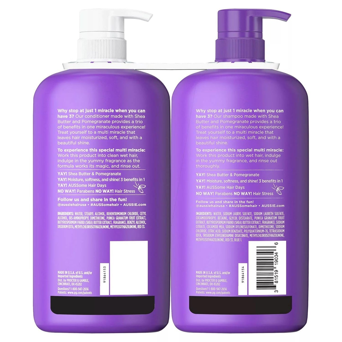 Aussie Multi Miracle Shampoo & Conditioner, Pomegranate & Shea Butter (33 Fl Oz) Beauty & Personal Care Aussie