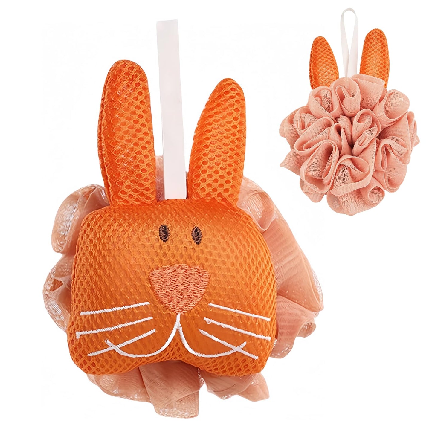 Kids Loofah, Cute Cartoon Animal Kids Bath Sponge with Hanging Rope, Soft Double Mesh for Rich Lather (Little Orange Rabbit) Beauty and Personal Care Taolivingmart