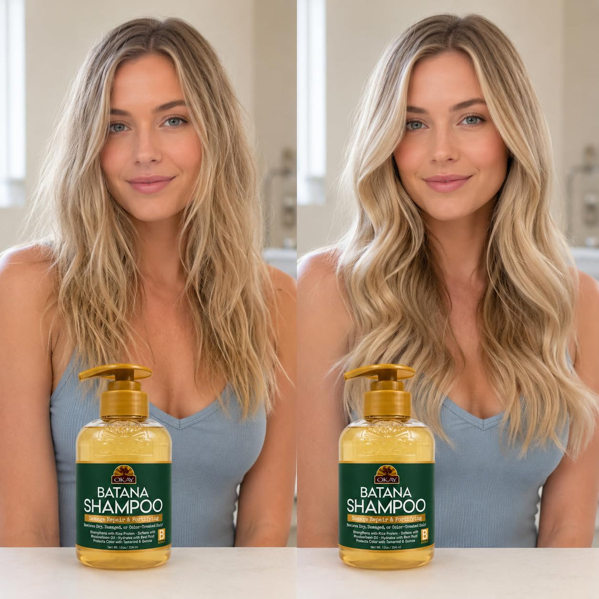OKAY Batana Oil Strengthening Shampoo 12oz Moisturizing Hair Repair with Batana Oil, Quinoa & Rice Protein Hydrates, Strengthens & Restores Shine for
