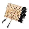 100pcs Bamboo Handle Eyelash Brush Disposable Comb Mascara Wands Eye Lashes Extension Applicator Eyebrow Brush (Black Color) Beauty & Personal Care Qundaoily