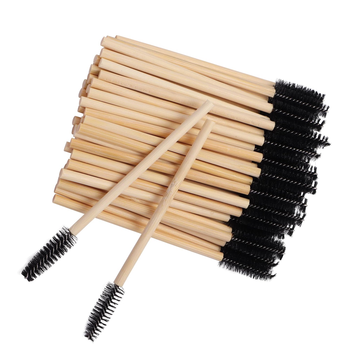 100pcs Bamboo Handle Eyelash Brush Disposable Comb Mascara Wands Eye Lashes Extension Applicator Eyebrow Brush (Black Color) Beauty & Personal Care Qundaoily