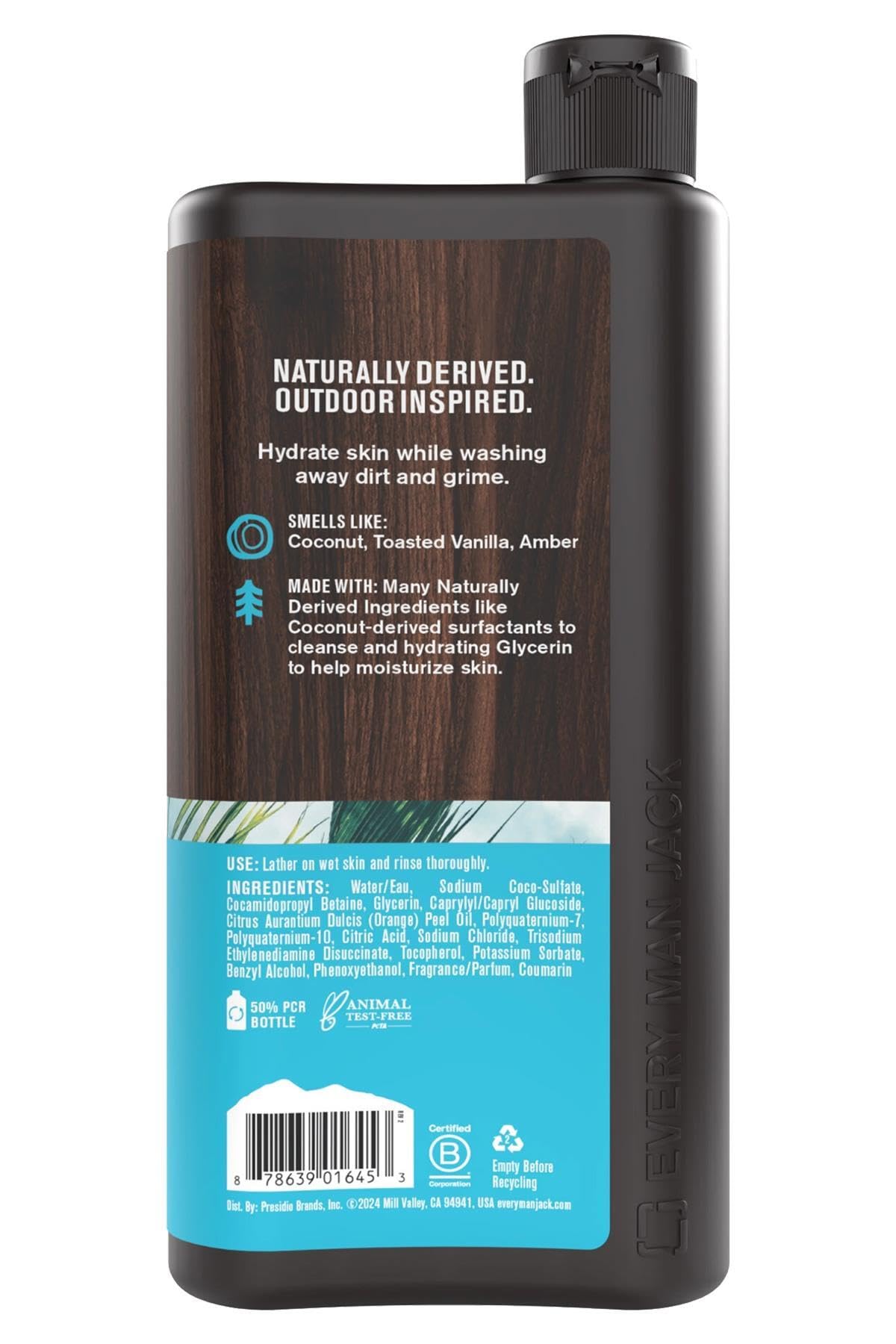 Every Man Jack Men's Hydrating Body Wash Naturally Derived Coconut and Vanilla - 16.9 fl oz NEW Beauty & Personal Care Every Man Jack