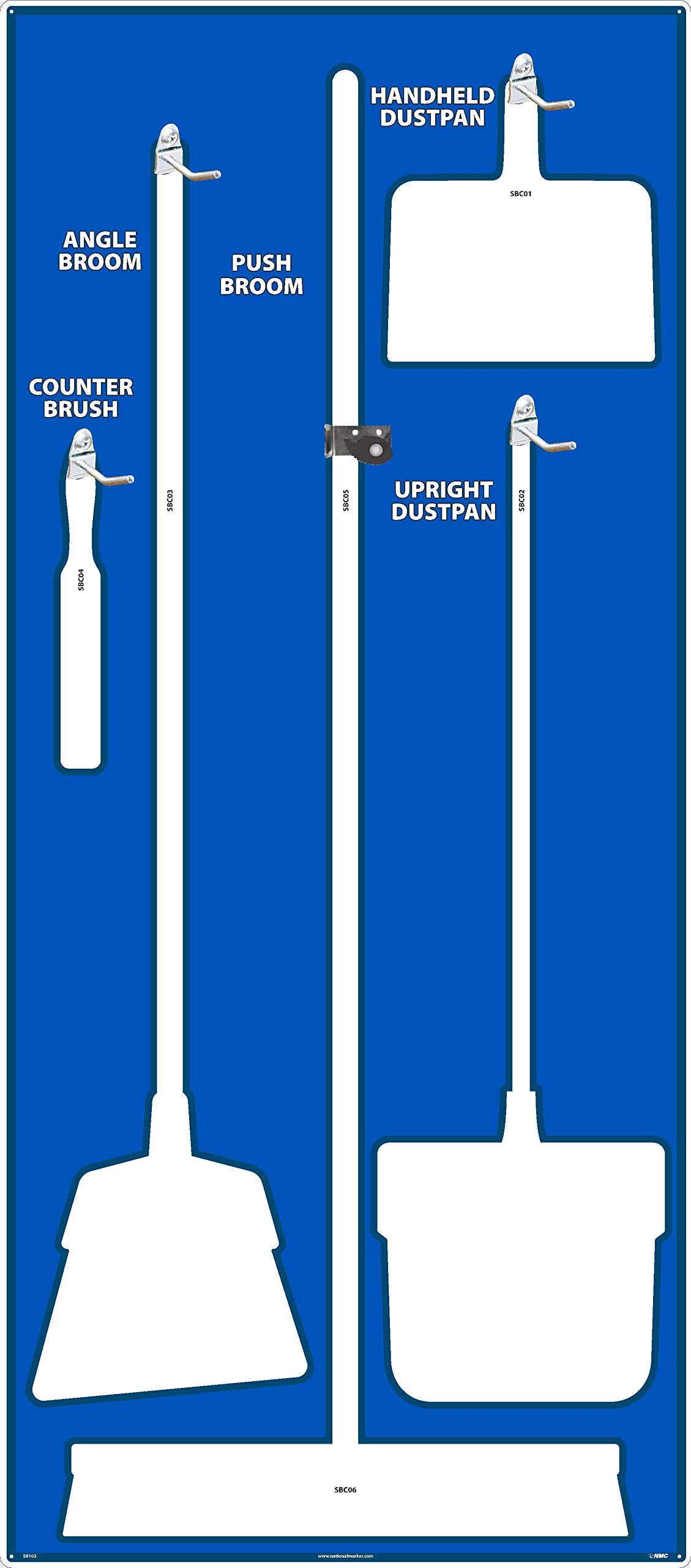 NMC SB102ACP 5S Janitorial Shadow Board, Blue/White, 68"X30", AluminumCompositePanel (Tools Sold Separately) Beauty & Personal Care NMC