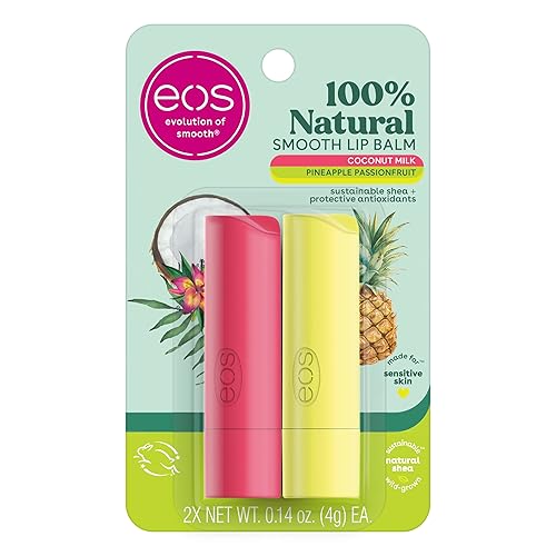 eos 100% Natural Lip Balm- Coconut Milk and Pineapple Passionfruit, All-Day Moisture Lip Care, 0.14 oz, 2 Pack Beauty & Personal Care eos