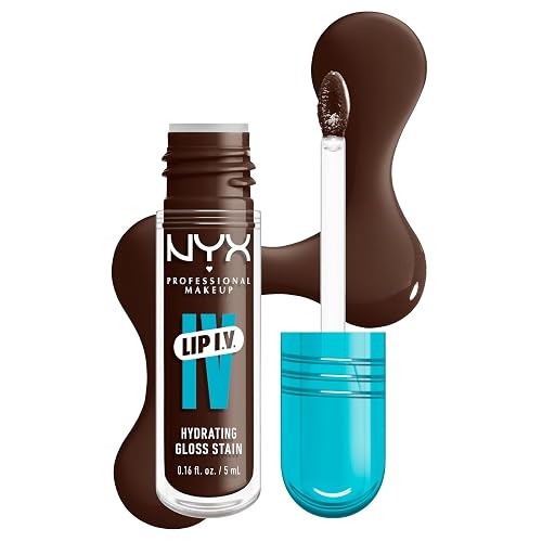 NYX PROFESSIONAL MAKEUP Lip IV Hydrating Glossy Lip Stain with 12HR Hydration - Espresso Soak (Brown) Beauty & Personal Care NYX PROFESSIONAL MAKEUP