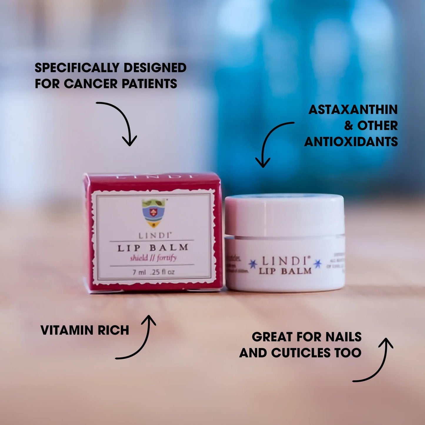 LINDI SKIN Lip Balm - Gentle, Non-Irritating, Vitamin E Formula That Hydrates and Soothes Dry, Chapped Lips - Soother for Nails & Cuticles - Allergy Beauty & Personal Care Lindi Skin