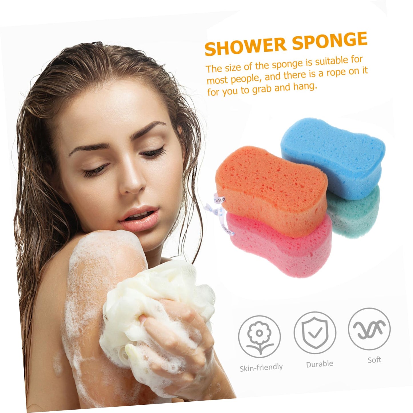 Uonlytech 8pcs Assorted Bath Sponges for Boys and Girls Adults Gentle Body Scrubbers Soft Bathing Accessories for Skin Massage and Dead Skin Removal Beauty and Personal Care Uonlytech