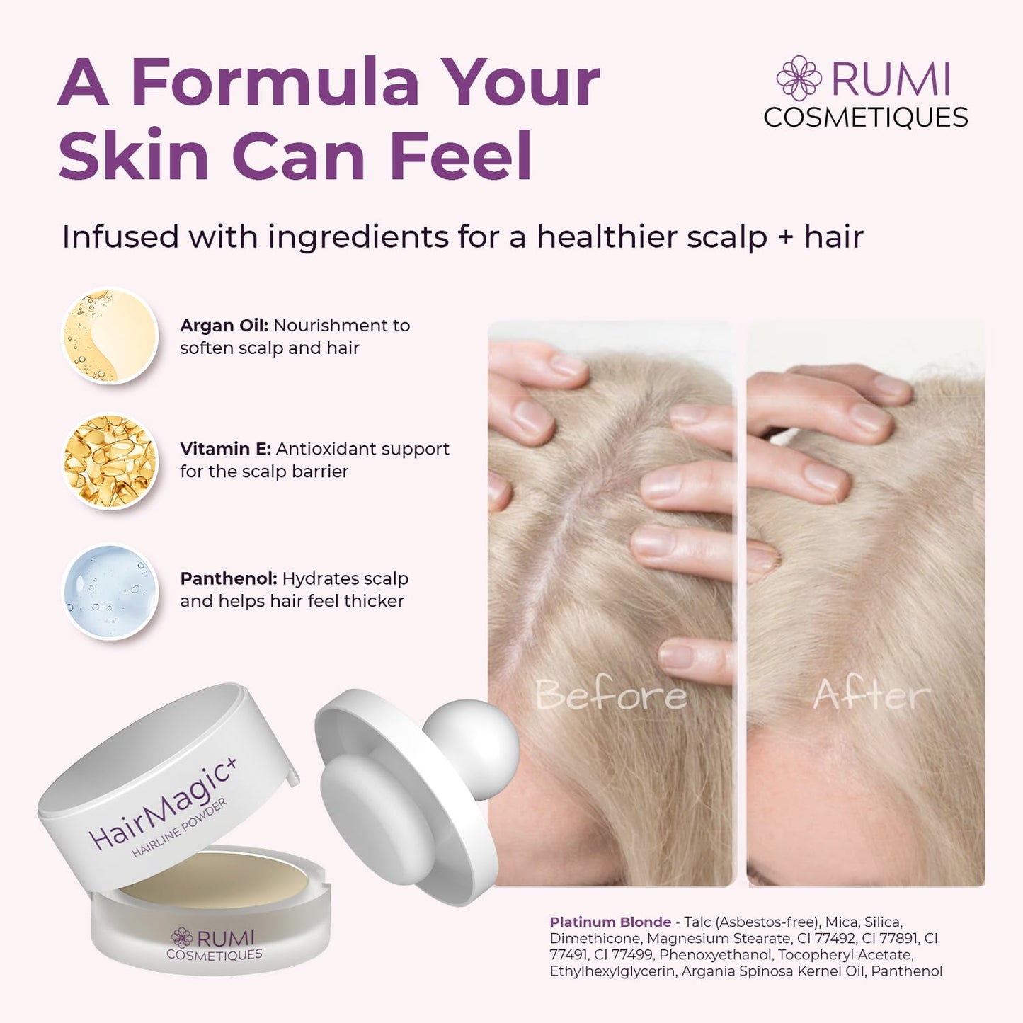 Rumi Cosmetiques HairMagic+ Root Touch Up Powder for Mature Women - Instant Gray Hair Coverage & Hairline Filler - Water-Resistant, Natural Finish Beauty & Personal Care Rumi Cosmetiques
