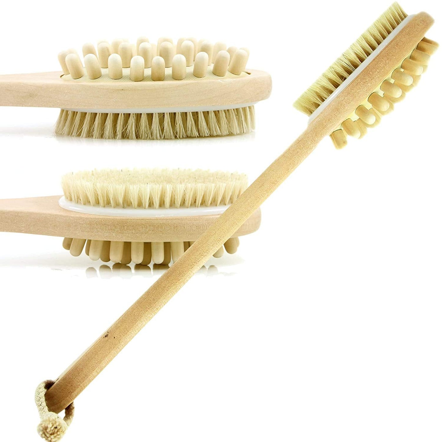 Bath & Relax Bath Body Brush Natural Bristles Long Handled Shower Back Scrubber Brush - Exfoliating Scrub Skin Brush - Back Shower Brush - Dry or Wet Beauty and Personal Care Bath & Relax