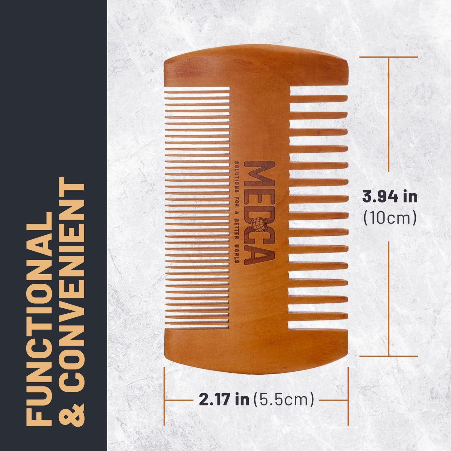 Wooden Beard Comb With Leather Case - Handcrafted Solid Beechwood Beard, Mustache and Head Hair Pocket Combs for Men Dual Action Fine & Coarse Teeth Beauty & Personal Care MEDca
